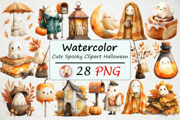Download Watercolor Cute Spooky Clipart Halloween - Cute Collection