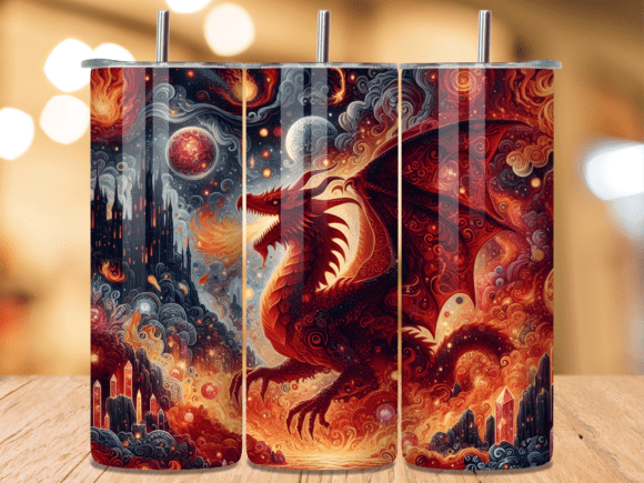 Download Fiery Red Dragon Breathing Tumbler Wrap - Fiery Collection