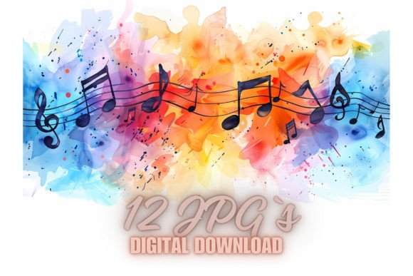 Download Musical Notes Watercolor, JPG 7S-23 - Musical Collection