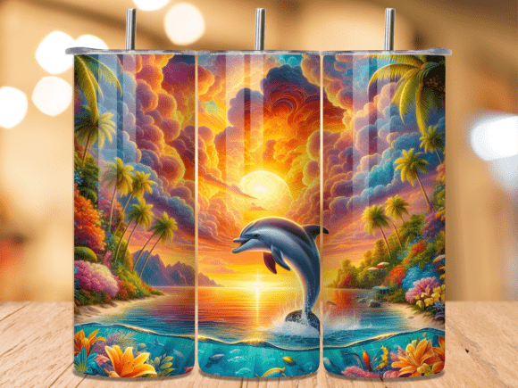 Download Dolphin Jumping Under Fiery Tumbler Wrap - Premium Bundle
