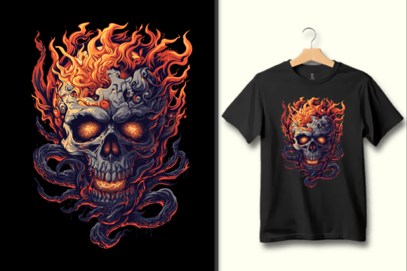 Download Fiery Skull Head on Fire PNG Graphic Art - Premium Resources
