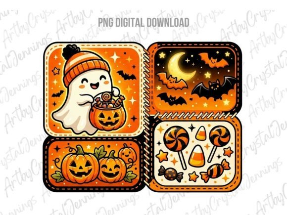 Download Cute Kawaii Halloween Ghost, Bats PNG - Cute Collection
