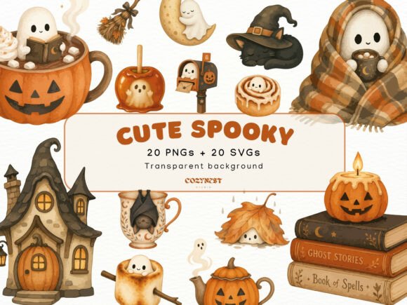 Download Cute Spooky Watercolor Clipart Halloween - Cute Collection