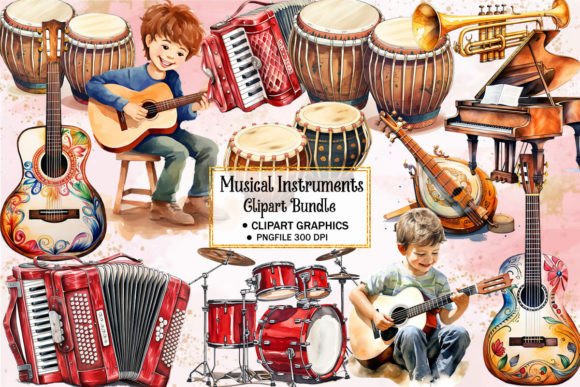 Download Musical Instrument Watercolor Clipart - Musical Collection