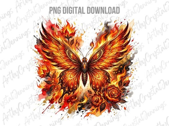 Download Fiery Flame Phoenix Butterfly PNG - Premium Bundle