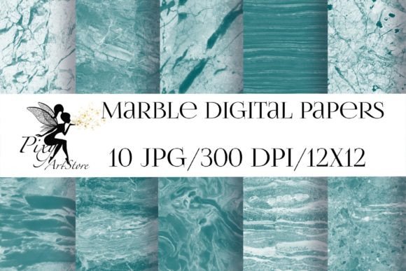 Download Teal Marble Stone Digital Papers, Green - Stone Collection