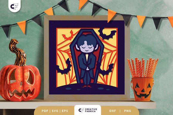 Download Cute Vampire and Bats Shadow Box - Cute Collection