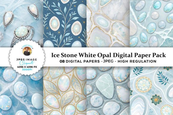 Download Ice Stone White Opal Digital Paper Pack - Stone Collection