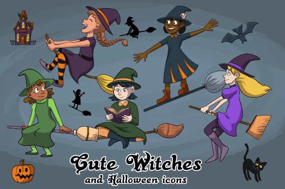 Download Cute Witches and Halloween Icons - Cute Collection
